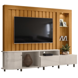 Estante Home Tv 70 Pol 243 cm Le Mans Cinamomo Off White MADETEC