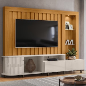 Estante Home Tv 70 Pol 243 cm Le Mans Cinamomo Off White MADETEC