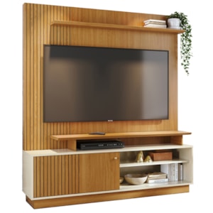 Estante Home Tv 75 Pol 160 cm 1 Porta Ares Cinamomo Off White MADETEC