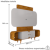 Estante Home Tv 75 Pol 180 cm Embau Naturalle Off White BECHARA