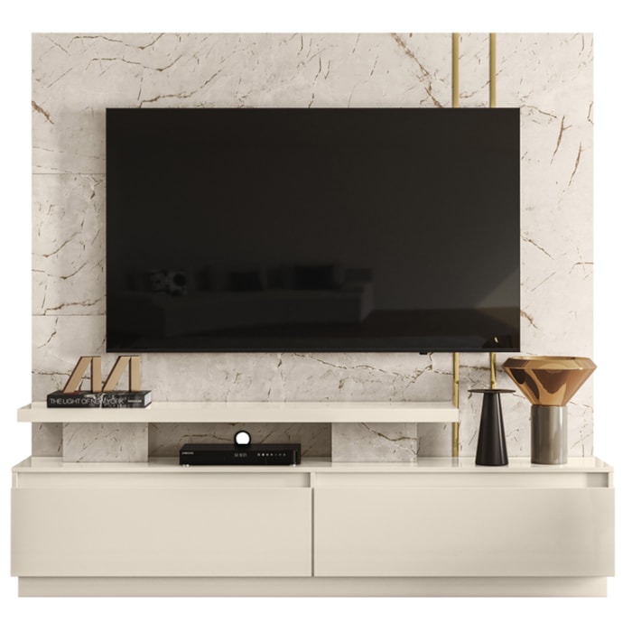 Estante Home Tv 75 Pol 183 cm Apolo Calacata Off White MADETEC