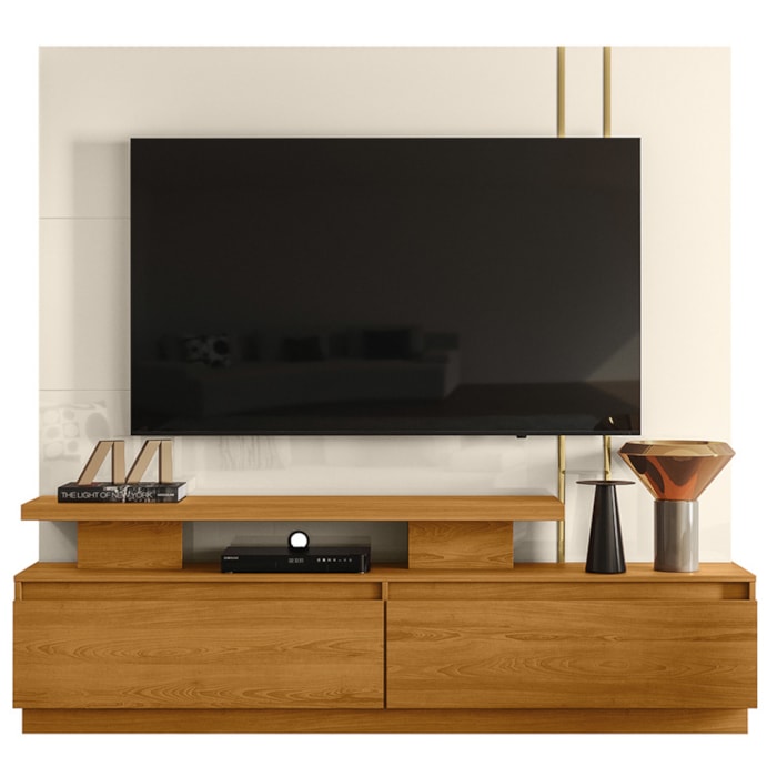 Estante Home Tv 75 Pol 183 cm Apolo Cinamomo Off White MADETEC
