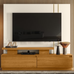 Estante Home Tv 75 Pol 183 cm Apolo Cinamomo Off White MADETEC