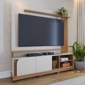 Estante Home Tv 75 Pol 2 Portas 182 cm Jurere Off White Matte Freijo Colibri
