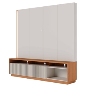 Estante Home Tv 75 Pol 200 cm 2 Portas Jordao Off White Matte Freijo Colibri