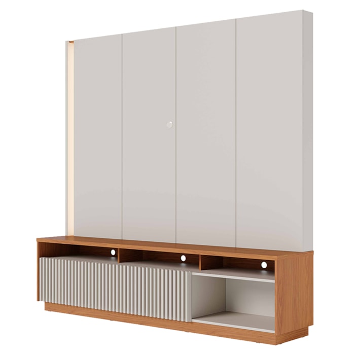 Estante Home Tv 75 Pol 200 cm 2 Portas Jordao Off White Matte Freijo Colibri