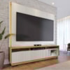 Estante Home Tv 75 Pol 200 cm 2 Portas Jordao Off White Matte Freijo Colibri