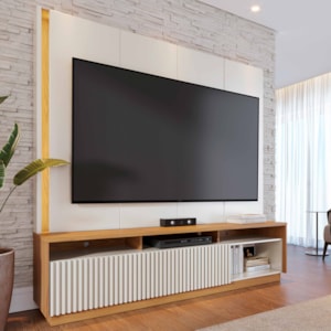 Estante Home Tv 75 Pol 200 cm 2 Portas Jordao Off White Matte Freijo Colibri