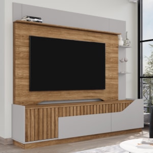 Estante Home Tv 75 Pol 210 cm Dallas Cinamomo Off White BECHARA