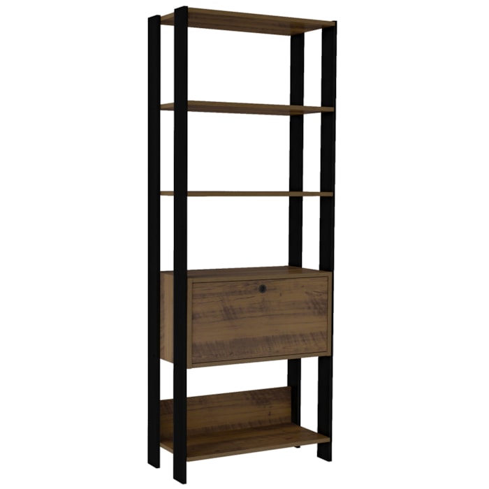 Estante Livreiro 1 Porta 166X63 cm Pinho Preto ARLY
