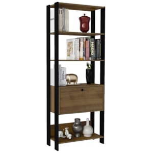Estante Livreiro 1 Porta 166X63 cm Pinho Preto ARLY