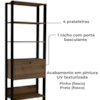 Estante Livreiro 1 Porta 166X63 cm Pinho Preto ARLY