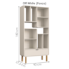 Estante Livreiro 180X90 cm Escrivaninha 100 cm Pes Madeira Maciça Off White Artesano