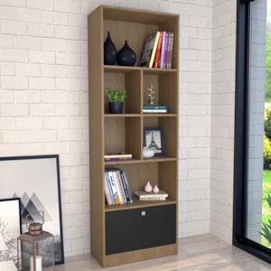 Estante Livreiro 4 Prateleiras 180X60 B37 Mell Preto NOVAM