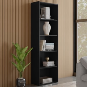 Estante Livreiro 4 Prateleiras 185X60 cm Luiza Preto REAJL Moveis
