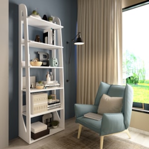 Estante Livreiro 6 Prateleiras 183X60 cm Branco Fosco ARLY
