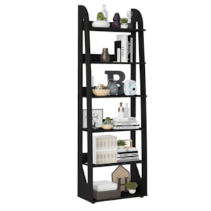 Estante Livreiro 6 Prateleiras 183X60 cm Preto Fosco ARLY