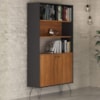 Estante Multiuso 2 Prateleiras 2 Portas 90X183 cm Freijo Preto Artany