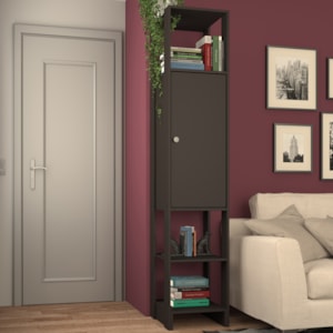 Estante Multiuso 3 Prateleiras EY107 200X40 cm Grafite Intenso NOVAM