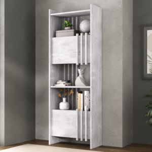 Estante Multiuso 4 Prateleiras 2 Portas 64X180 cm Concreto Artany