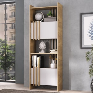 Estante Multiuso 4 Prateleiras 2 Portas 64X180 cm Olmo Branco Artany