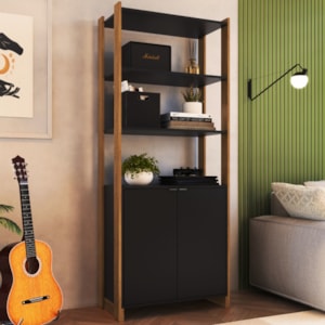 Estante Multiuso 4 Prateleiras EY202 180X73 Mell Preto NOVAM