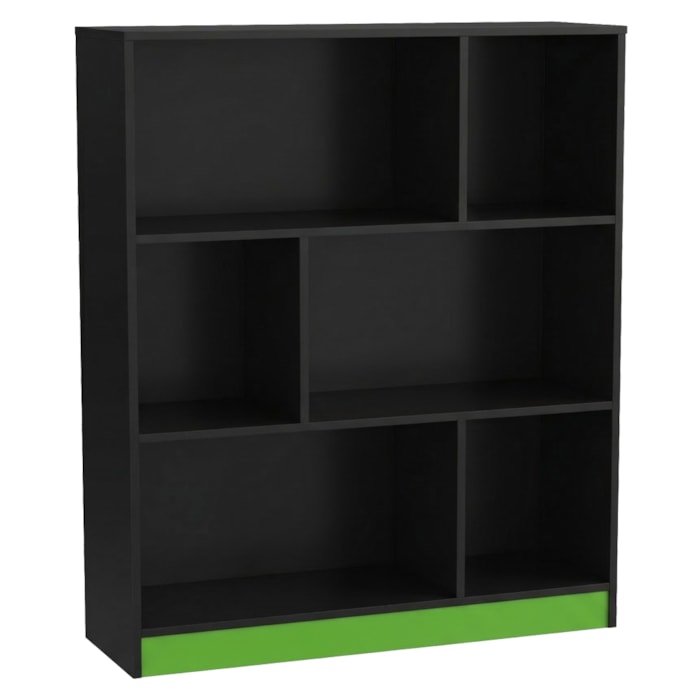 Estante Multiuso 6 Nichos B25 110 cm Preto Verde NOVAM