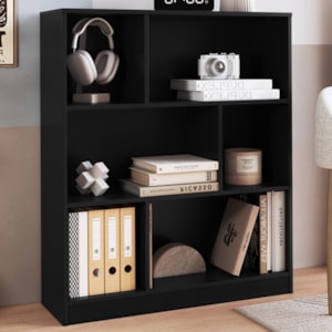 Estante Multiuso 6 Nichos B25 110 cm Preto Verde NOVAM