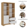 Estante Multiuso 6 Prateleiras 1 Porta 2 Gavetas 90X153 cm Olmo Branco Artany