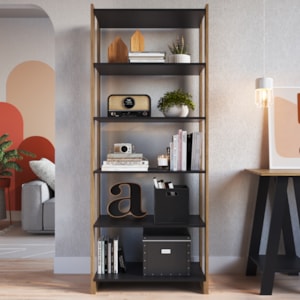 Estante Multiuso 6 Prateleiras EY201 180X73 Mell Preto NOVAM