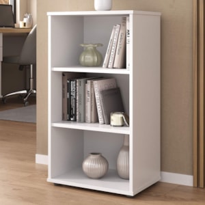Estante Multiuso Livreiro Escritorio 3 Nichos 45X81 cm Branco Artany