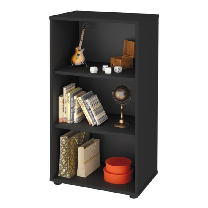 Estante Multiuso Livreiro Escritorio 3 Nichos 45X81 cm Preto Artany