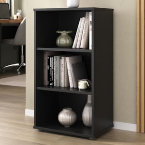 Estante Multiuso Livreiro Escritorio 3 Nichos 45X81 cm Preto Artany