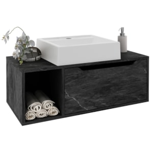 Gabinete 1 Porta Com Cuba Para Banheiro BN3600x44 Marmore Lunar Tecno Mobili Gabinete 1 Porta Com Cuba Para Banheiro BN3600x44 Marmore Lunar Tecno Mobili