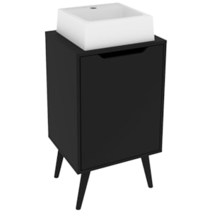 Gabinete 1 Porta Com Cuba Para Banheiro BN3630x41 Preto Tecno Mobili Gabinete 1 Porta Com Cuba Para Banheiro BN3630x41 Preto Tecno Mobili