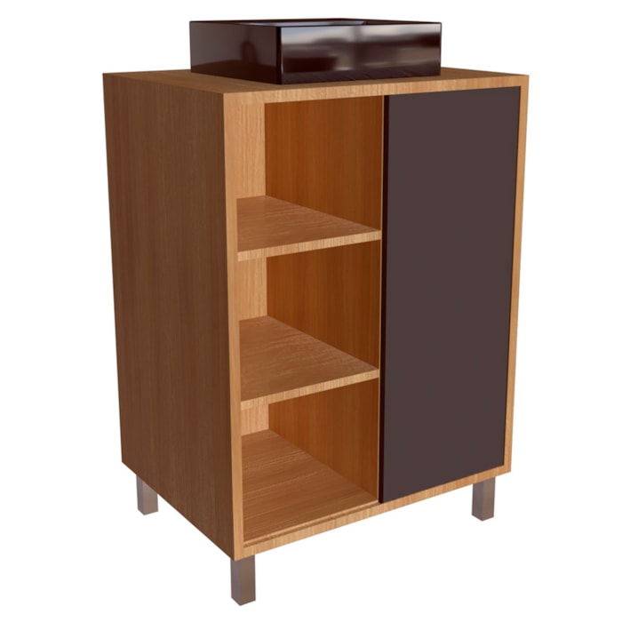 Gabinete 1 Porta Correr 60 cm Cuba Preta BL7250 Mell Grafite FAEM