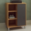 Gabinete 1 Porta Correr 60 cm Cuba Preta BL7250 Mell Grafite FAEM