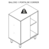 Gabinete 1 Porta De Correr 5 Nichos 60 cm BL7250 Mell Arenas FAEM