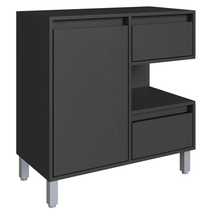 Gabinete 1 Porta e 2 Gavetas 80 cm BL2001 Grafite FAEM