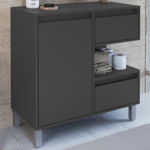 Gabinete 1 Porta e 2 Gavetas 80 cm BL2001 Grafite FAEM