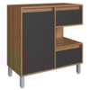 Gabinete 1 Porta e 2 Gavetas 80 cm BL2001 Mell Grafite FAEM