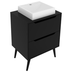 Gabinete 2 Gavetas Com Cuba Para Banheiro BN3600x39 Preto Tecno Mobili Gabinete 2 Gavetas Com Cuba Para Banheiro BN3600x39 Preto Tecno Mobili