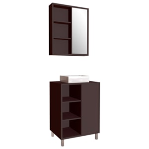 Gabinete 60 cm Espelheira e Cuba Branca CJ7250 Grafite FAEM Gabinete 60 cm Espelheira e Cuba Branca CJ7250 Grafite FAEM