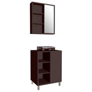 Gabinete 60 cm Espelheira e Cuba Preta CJ7250 Grafite FAEM Gabinete 60 cm Espelheira e Cuba Preta CJ7250 Grafite FAEM