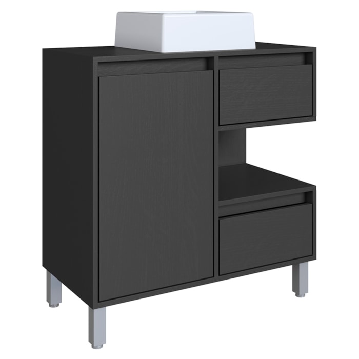 Gabinete 80 cm Cuba Branca BL2001 Grafite FAEM