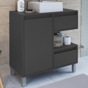 Gabinete 80 cm Cuba Branca BL2001 Grafite FAEM