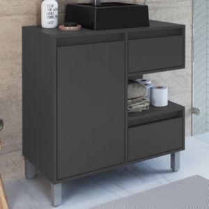 Gabinete 80 cm Cuba Preta BL2001 Grafite FAEM