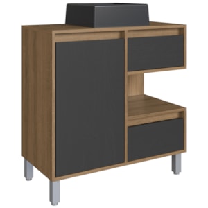 Gabinete 80 cm Cuba Preta BL2001 Mell Grafite FAEM