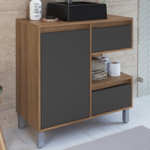 Gabinete 80 cm Cuba Preta BL2001 Mell Grafite FAEM