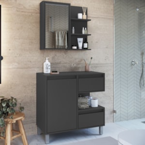 Gabinete 80 cm e Espelheira CJ2001 Grafite FAEM